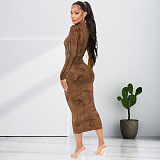Tie Dye Long Sleeve Cut Out Bodycon Dresses 0SS-21421
