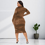 Tie Dye Long Sleeve Cut Out Bodycon Dresses 0SS-21421
