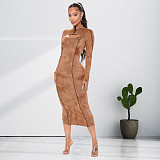 Tie Dye Long Sleeve Cut Out Bodycon Dresses 0SS-21421