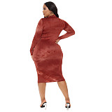 Tie Dye Long Sleeve Cut Out Bodycon Dresses 0SS-21421