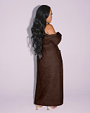 Plush Solid Long Sleeve Cardigan Tank Top Pants Set MDF-5274