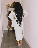 Solid Color Long Sleeve Ribbed Knitted Dress XMY-9339