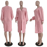 Solid Color Long Sleeve Casual Knitted Sweater Cardigan TR-1185