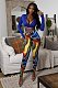 Long Sleeve Bandage Crop Top Print Pants Suits LSL-6483