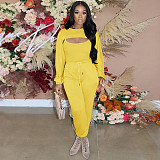 Long Sleeve Crop Top And Camis And Pants Sets GLS-10078