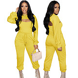 Long Sleeve Crop Top And Camis And Pants Sets GLS-10078