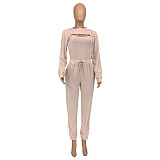Long Sleeve Crop Top And Camis And Pants Sets GLS-10078