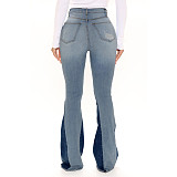 Stretch Ripped Hole Patchwork High Waist Denim Jeans LX-5010