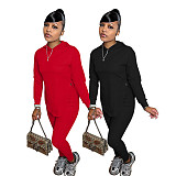 Side Slit Hooded Sweatshirt And Pants Set FOS-8106