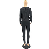 Side Slit Hooded Sweatshirt And Pants Set FOS-8106
