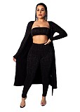 Long Sleeve Cardigan With Chest Wrapped And Pant Set OSM-4522