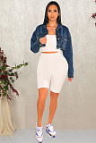 Long Sleeve Streetwear Ripped Hole Denim Jackets LX-3522