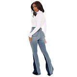 Stretch Ripped Hole Patchwork High Waist Denim Jeans LX-5010
