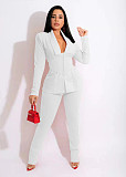 Solid Blazers with Girdle Corset and Pants Suit TK-62010