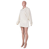 Long Sleeve Party Zip Hoodie Loose Casual Dresses GLS-10070