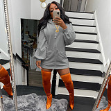 Long Sleeve Party Zip Hoodie Loose Casual Dresses GLS-10070