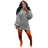 Long Sleeve Party Zip Hoodie Loose Casual Dresses GLS-10070