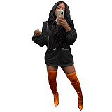 Long Sleeve Party Zip Hoodie Loose Casual Dresses GLS-10070