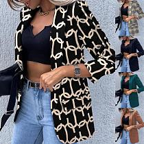 All-match Printed Long Sleeve Slim Blazers Jackets HX-1150