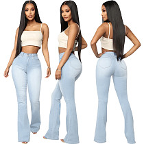 High Waist Full Length Slim Flare Jeans Pants HSF-2607