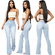 High Waist Full Length Slim Flare Jeans Pants HSF-2607