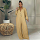 Solid Color Turn Down Collar Wide Leg Jumpsuit HM-6601