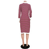 Stripe Printed Slim Fit Pocket Cardigan Loose Coat ASL-6536