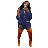 Long Sleeve Party Zip Hoodie Loose Casual Dresses GLS-10070
