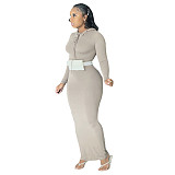 Solid Hooded Long Sleeve Bodycon Maxi Dress BN-9314