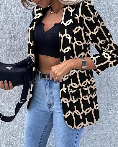 All-match Printed Long Sleeve Slim Blazers Jackets HX-1150