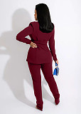 Solid Blazers with Girdle Corset and Pants Suit TK-62010