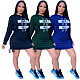 Casual Long Sleeve Loose Pullover Sweatshirt Dress HANI-071
