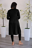 Ribbed Long Cardigan Crop Top and Pants 3 Piece Set FSX-314