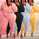 Solid Hooded Zip Coat+Pants Plus Size Two Piece Set WA-7118