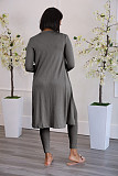 Ribbed Long Cardigan Crop Top and Pants 3 Piece Set FSX-314
