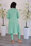 Ribbed Long Cardigan Crop Top and Pants 3 Piece Set FSX-314