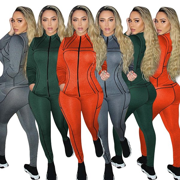 Yoga Fitness Zip Jacket Jogger Pants Sweatsuit MEM-88410