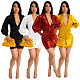 Long Sleeve Commuter Single-breasted Pleated Dress HANI-067