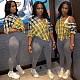 Plaid Shirt Cotton Long Sleeve Patchwork Blouse WSY-5911