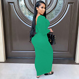 Ribbed Knitted Lace Up Long Sleeve Sweater Dress GLS-8033