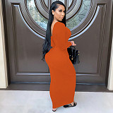 Ribbed Knitted Lace Up Long Sleeve Sweater Dress GLS-8033