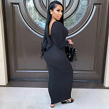 Ribbed Knitted Lace Up Long Sleeve Sweater Dress GLS-8033