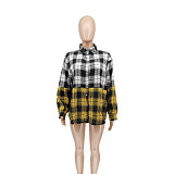 Plaid Shirt Cotton Long Sleeve Patchwork Blouse WSY-5911