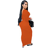 Ribbed Knitted Lace Up Long Sleeve Sweater Dress GLS-8033