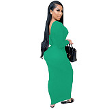 Ribbed Knitted Lace Up Long Sleeve Sweater Dress GLS-8033