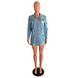 Ripped Fringed Single-breasted Denim Jacket LX-3521