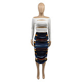 Tie Dye Print Ruched Skinny Hip-hugging Skirt ANDI-1007