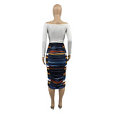 Tie Dye Print Ruched Skinny Hip-hugging Skirt ANDI-1007