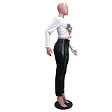 Faux Leather Solid High Waist Skinny Pencil Pants OD-8475