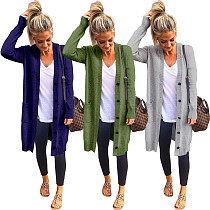 Single-breasted Long Sleeve Cardigan Sweater Coat YS-8827